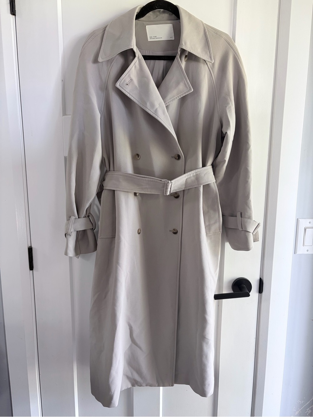 OAK + FORT Women's Double-Breasted Trench Coat - Light Beige